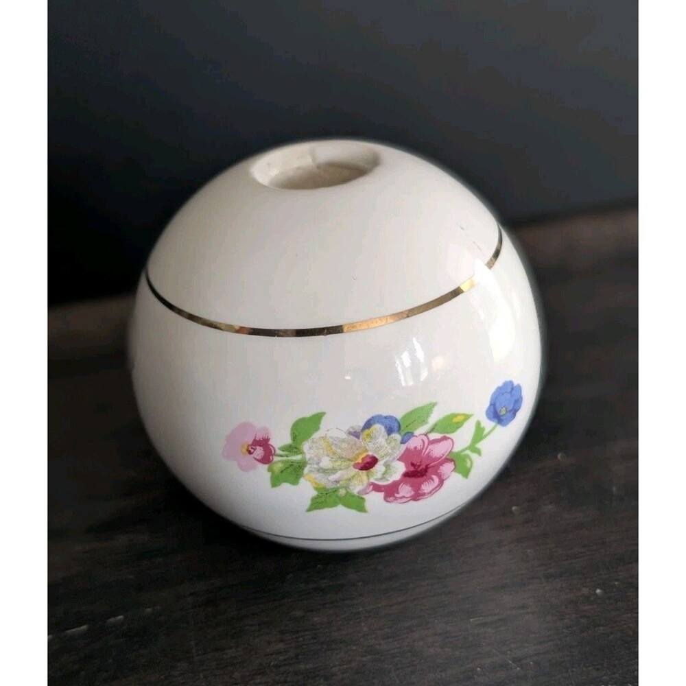 VTG Toilet Handle Pull Ceramic Pottery China White Victorian Orb Floral Decor #4